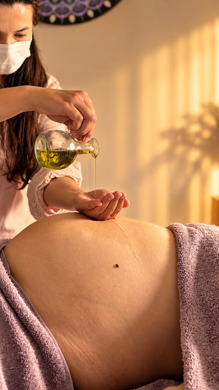 Tatiane Amaral preparando uma composição personalizada durante uma sessão de Aromassoterapia